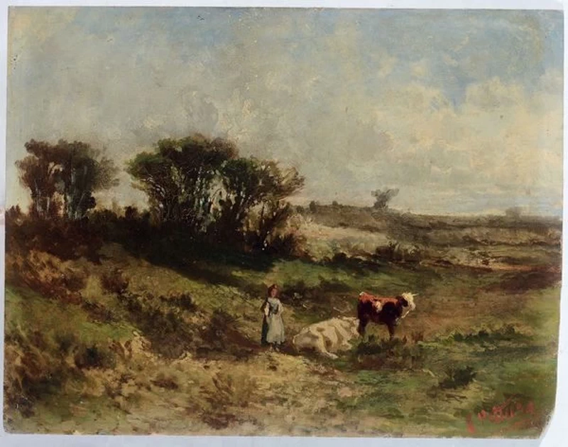 Paesaggio con contadina